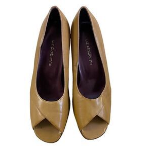 Liz Claiborne ~ Beatrix Open Toe Pump ~ size 7 ~ 3” stacked heel